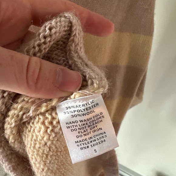 From Palmer Wool V-Neck Striped Sweater - Beige and Brown - Picture 8 of 9